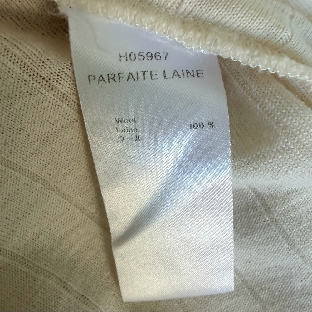 Anne Fontaine Cream Wool Ruffle Ribbed Blouse | 42 - Picture 5 of 6